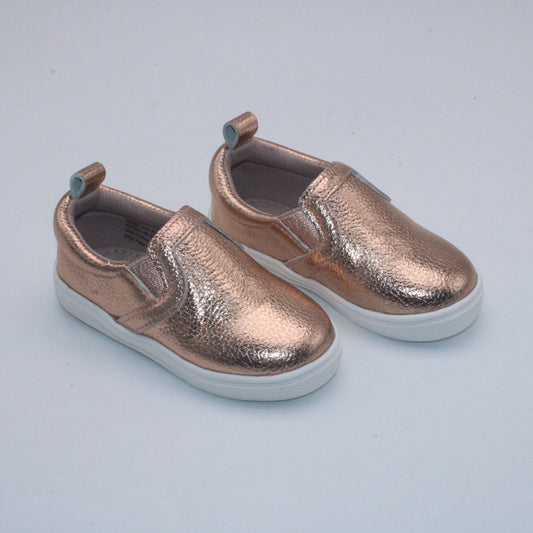 RTS Rose Gold Textured Leather Slides