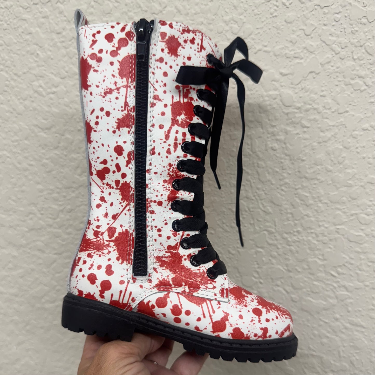 RTS Red Splatter Leather Tall Combats (SZ 7)