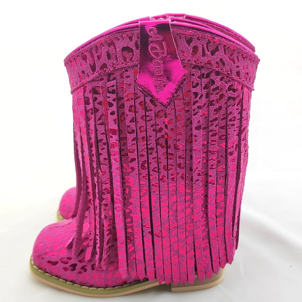 RTS Hot Pink Foil Cheetah Fringe Cowgirls