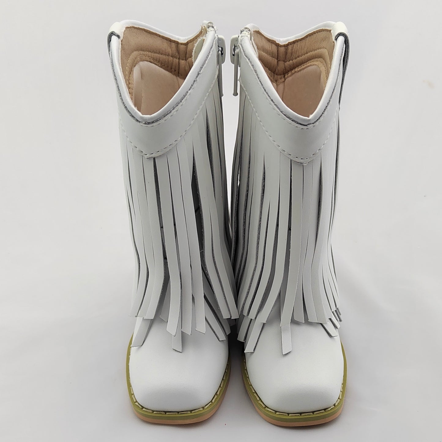 RTS White Leather Fringe Cowgirls