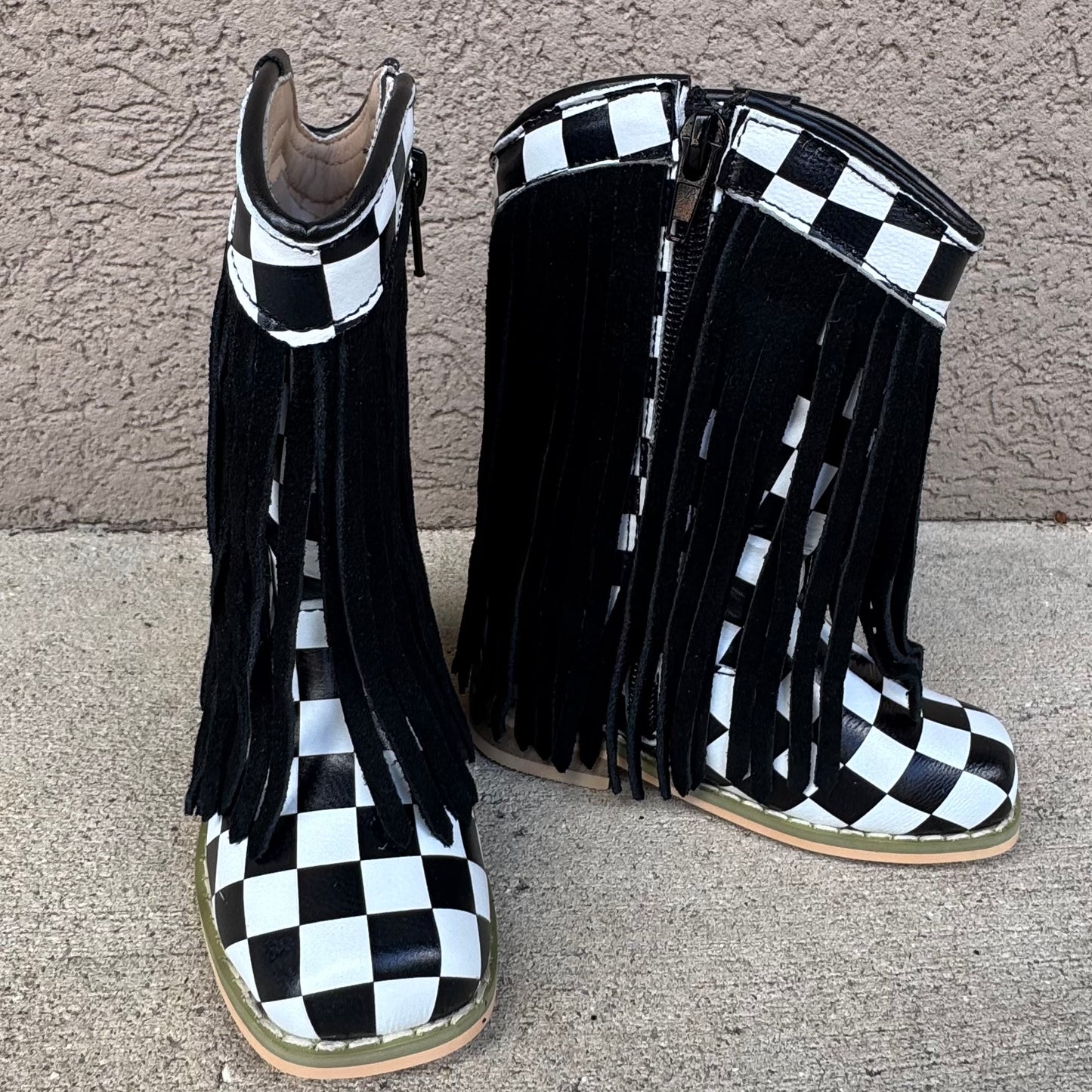 RTS Checkered SUEDE Fringe Cowgirl