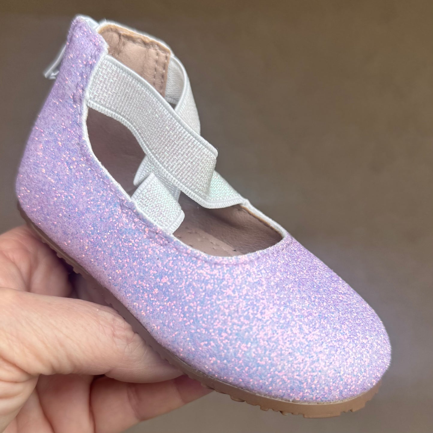 RTS IMPERFECT Lilac Smooth Glitter Ballerinas (SZ 2)