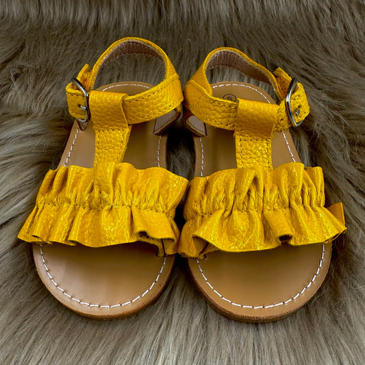 TIKTOK Neon Yellow Ruffle Sandals