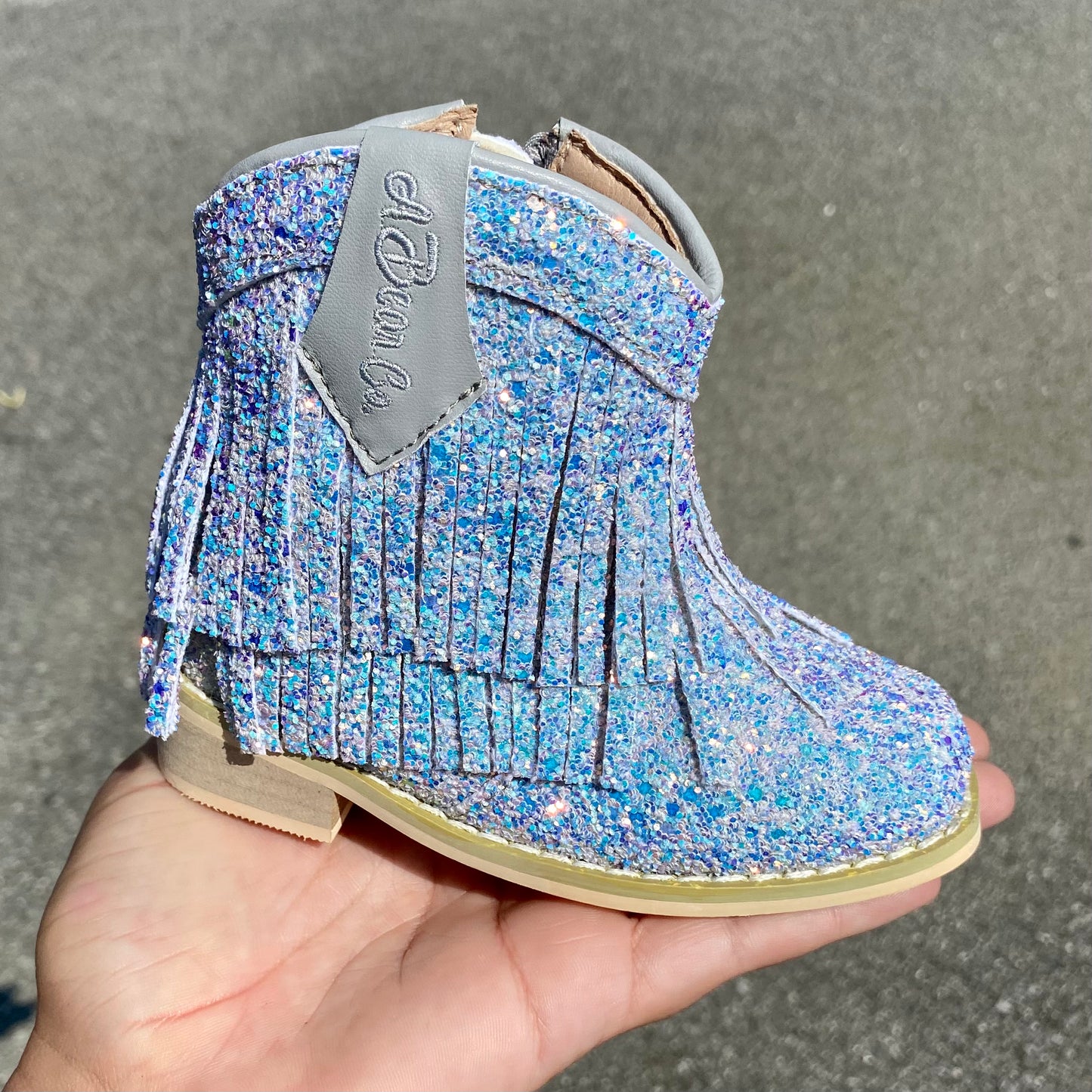 RTS Light Gray Glitter Fringe LOWCUT Cowgirls