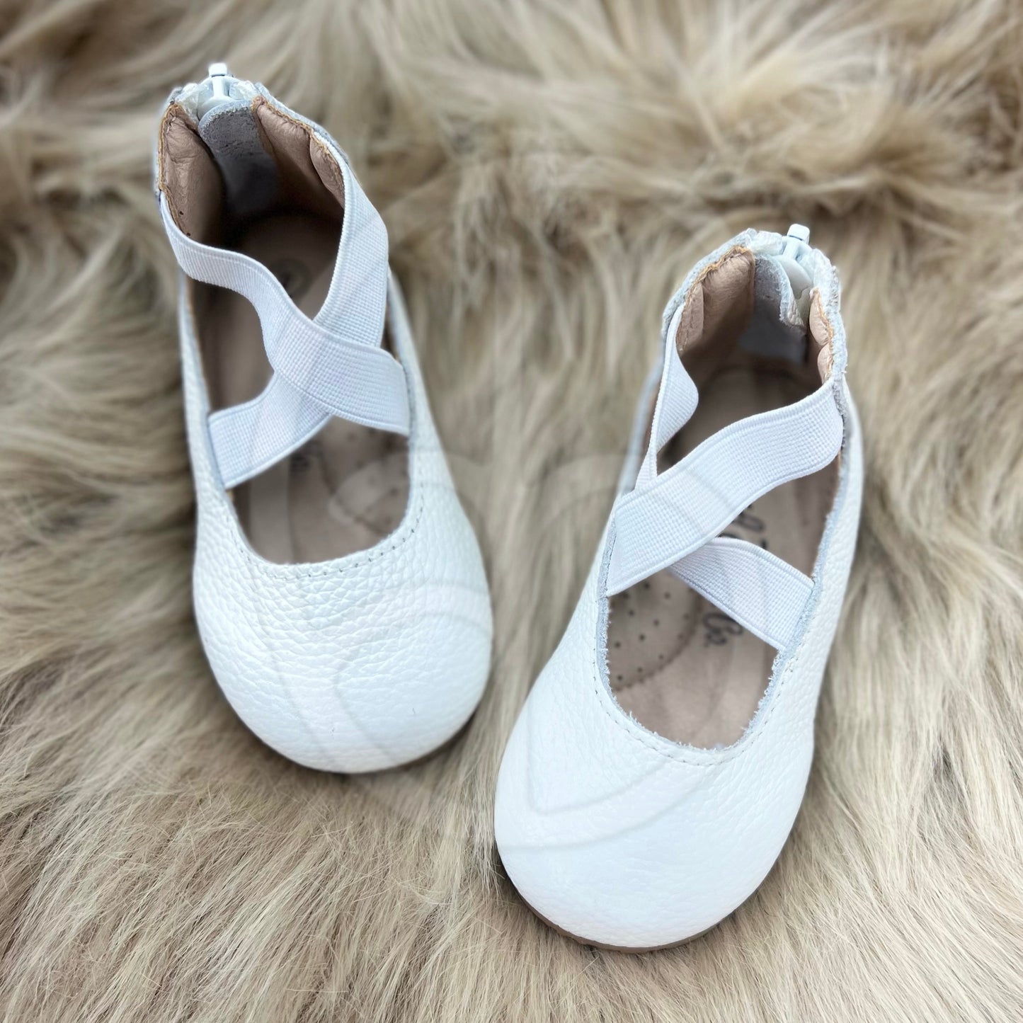 RTS White Leather Ballerinas (SIZE 2)