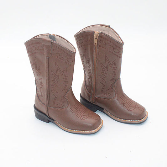 RTS Brown Leather Stitched Cowboots
