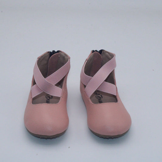 RTS Pink Textured Leather Ballerina