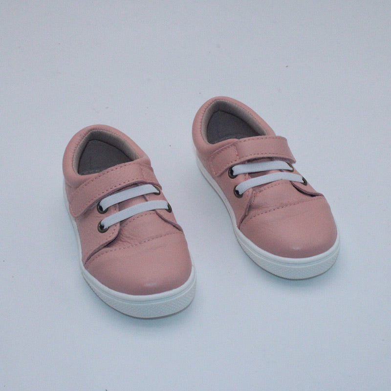 RTS Pink Textured Leather Velcro Sneakers