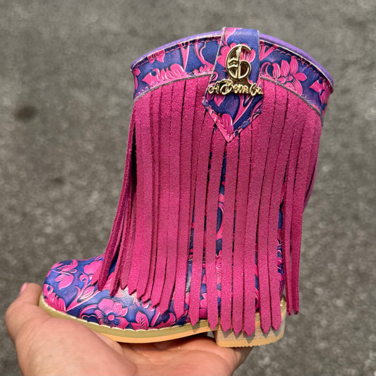 RTS Pink/Purple Emboss SUEDE Fringe Cowgirls