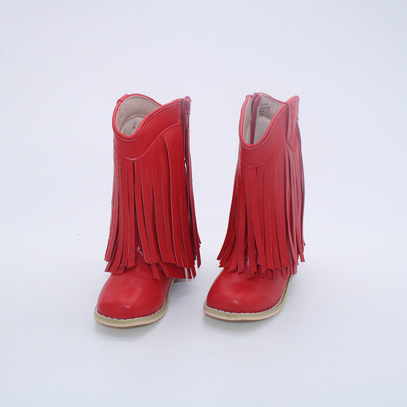 RTS Cherry Red Double Fringe Cowgirls