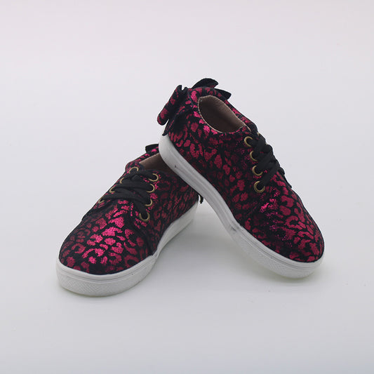 RTS Metallic Pink Cheetah Bow Back Sneakers
