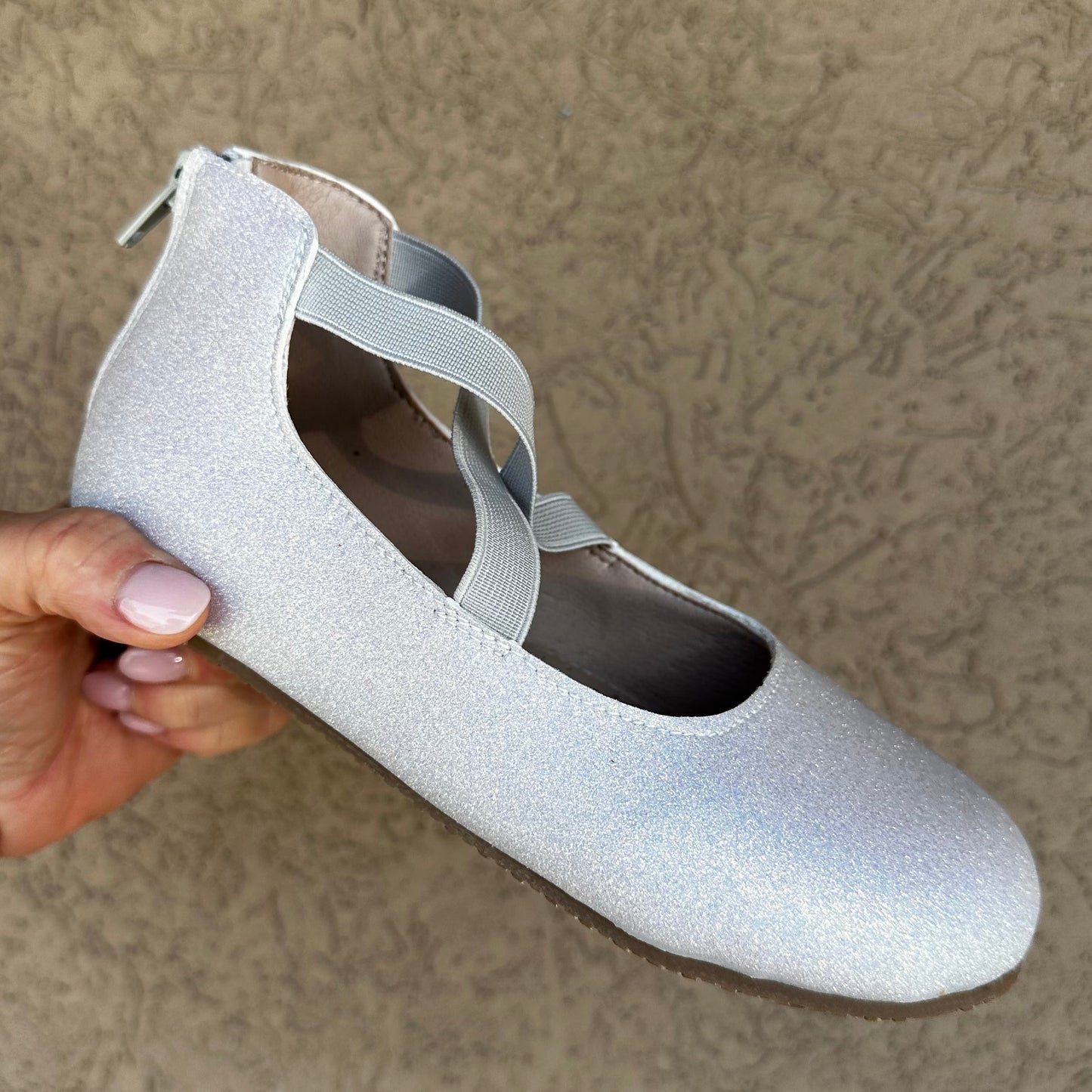 RTS Light Gray Smooth Glitter Ballerinas (SZ BK2)