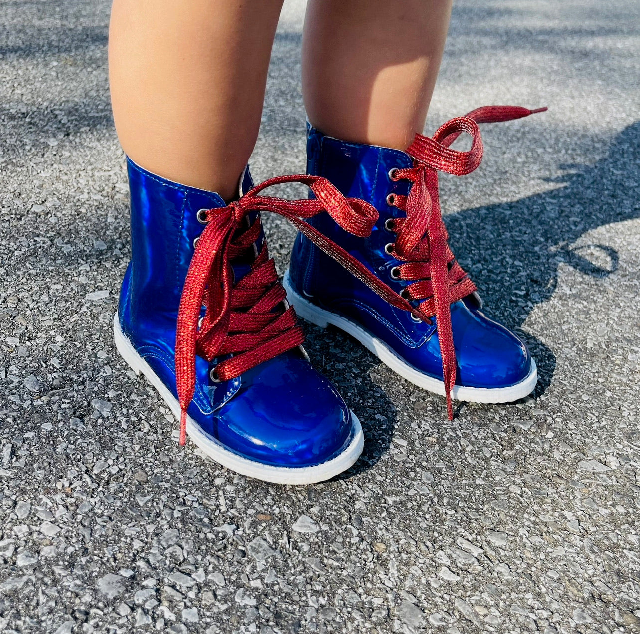 RTS Royal Blue Patent Combats Red Laces