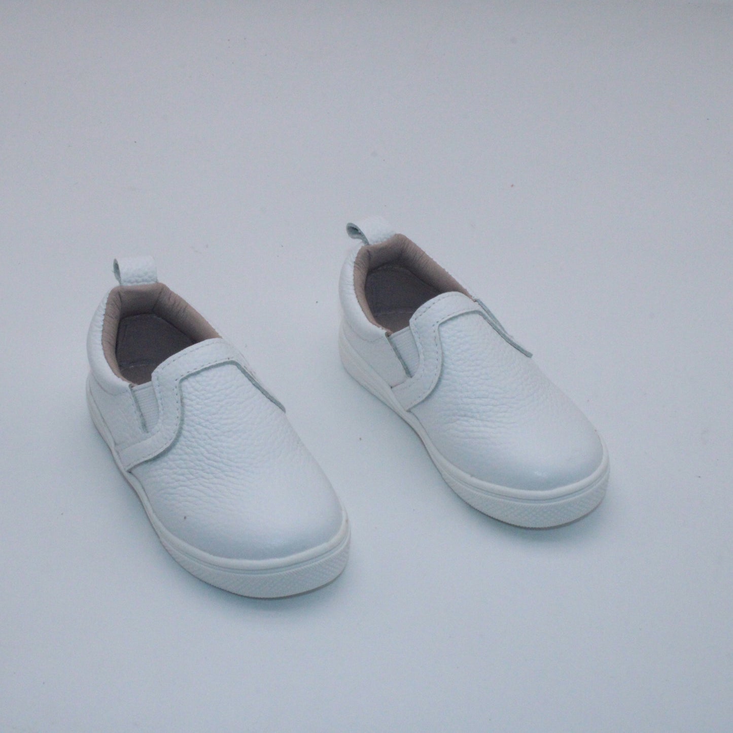 RTS White Textured Leather Slides