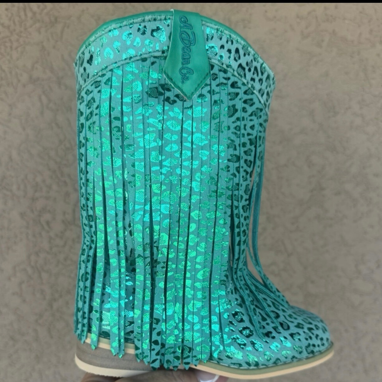 RTS Teal Foil Cheetah Fringe Cowgirls