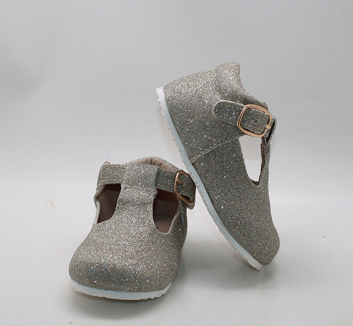 RTS (SIZES 2) Moss Gold Smooth Glitter Tstraps