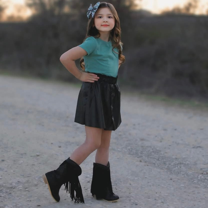 RTS Licorice Glitter SUEDE Fringe Cowgirls