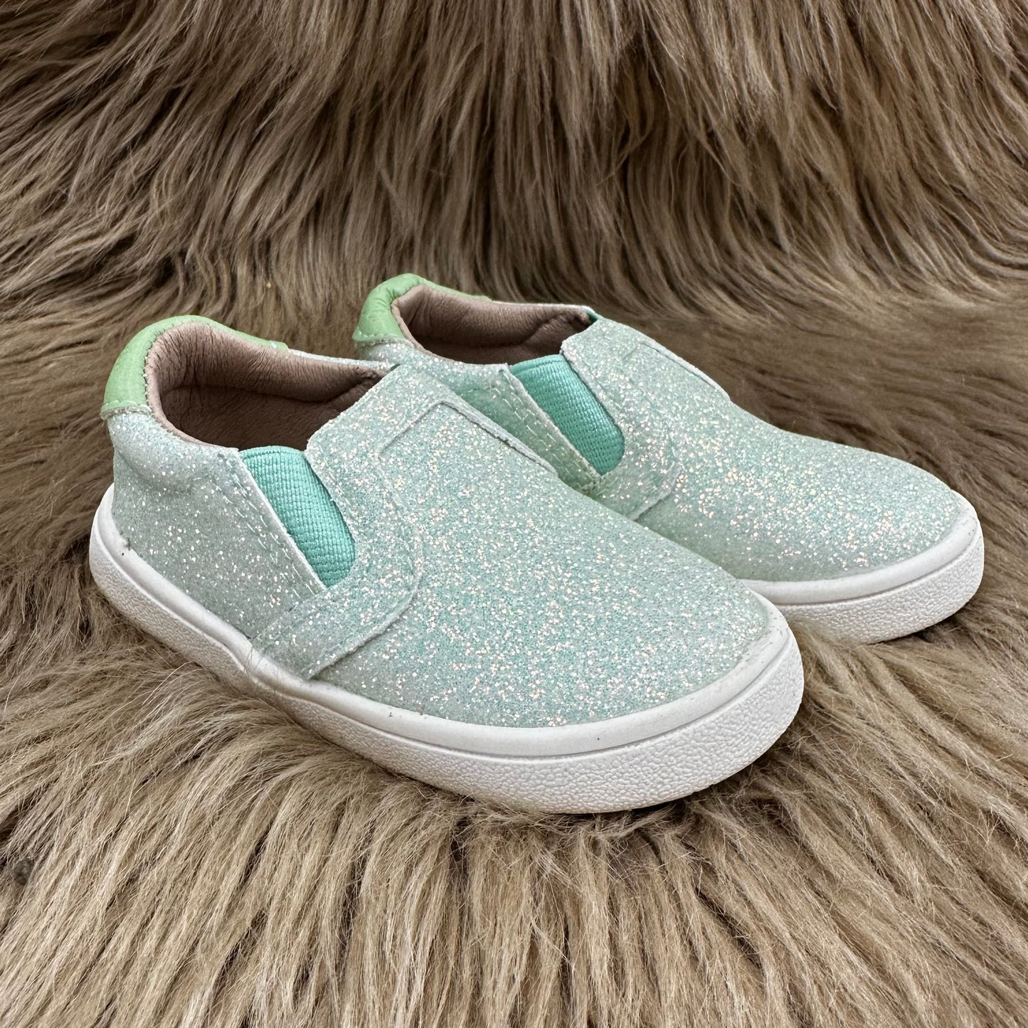 RTS IMPERFECT Seafoam Smooth Glitter Slides (SZ 2, 4)