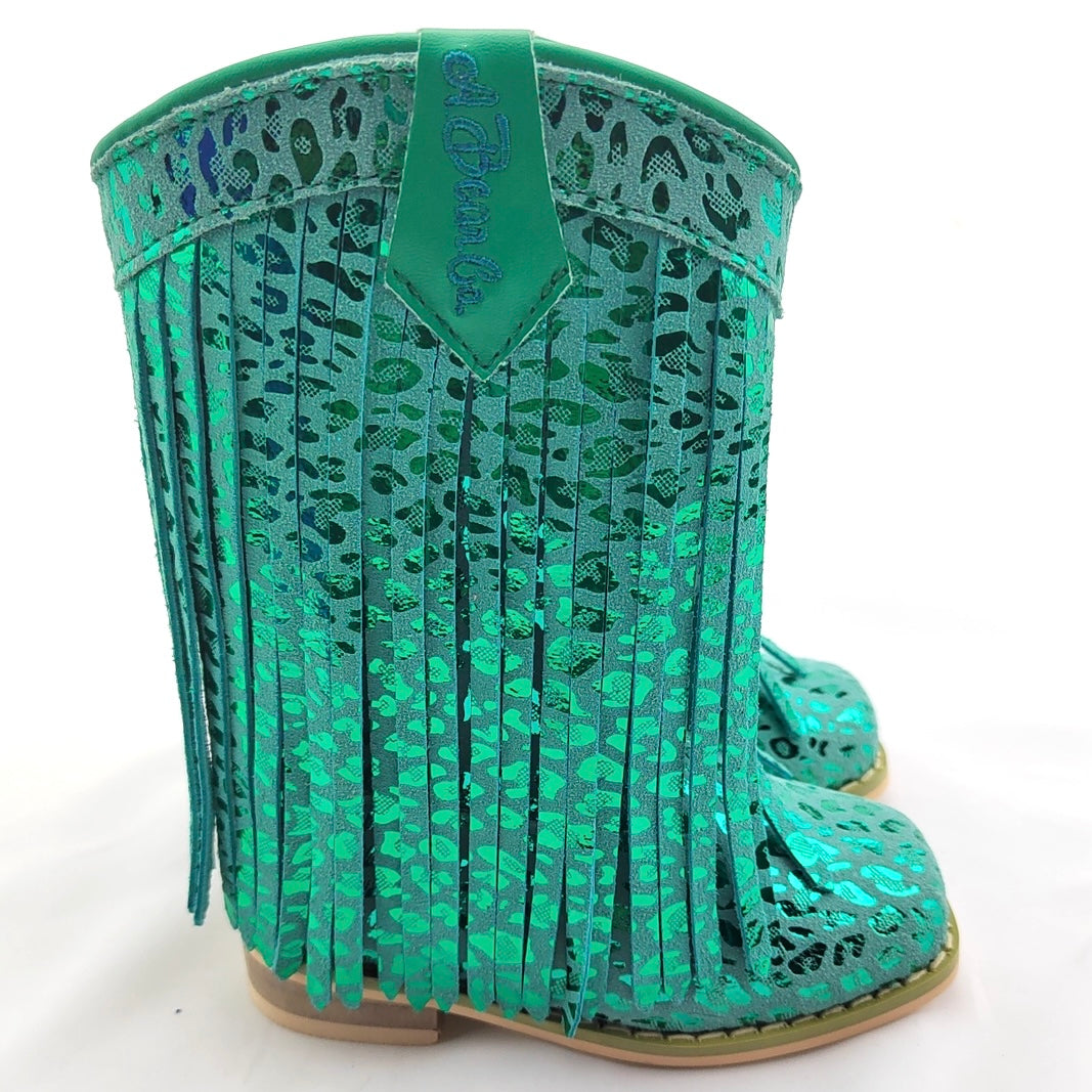 RTS Teal Foil Cheetah Fringe Cowgirls