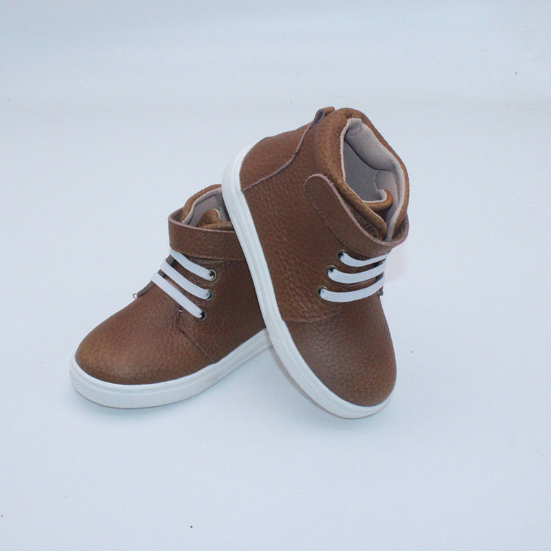 RTS Brown Textured Leather High Tops