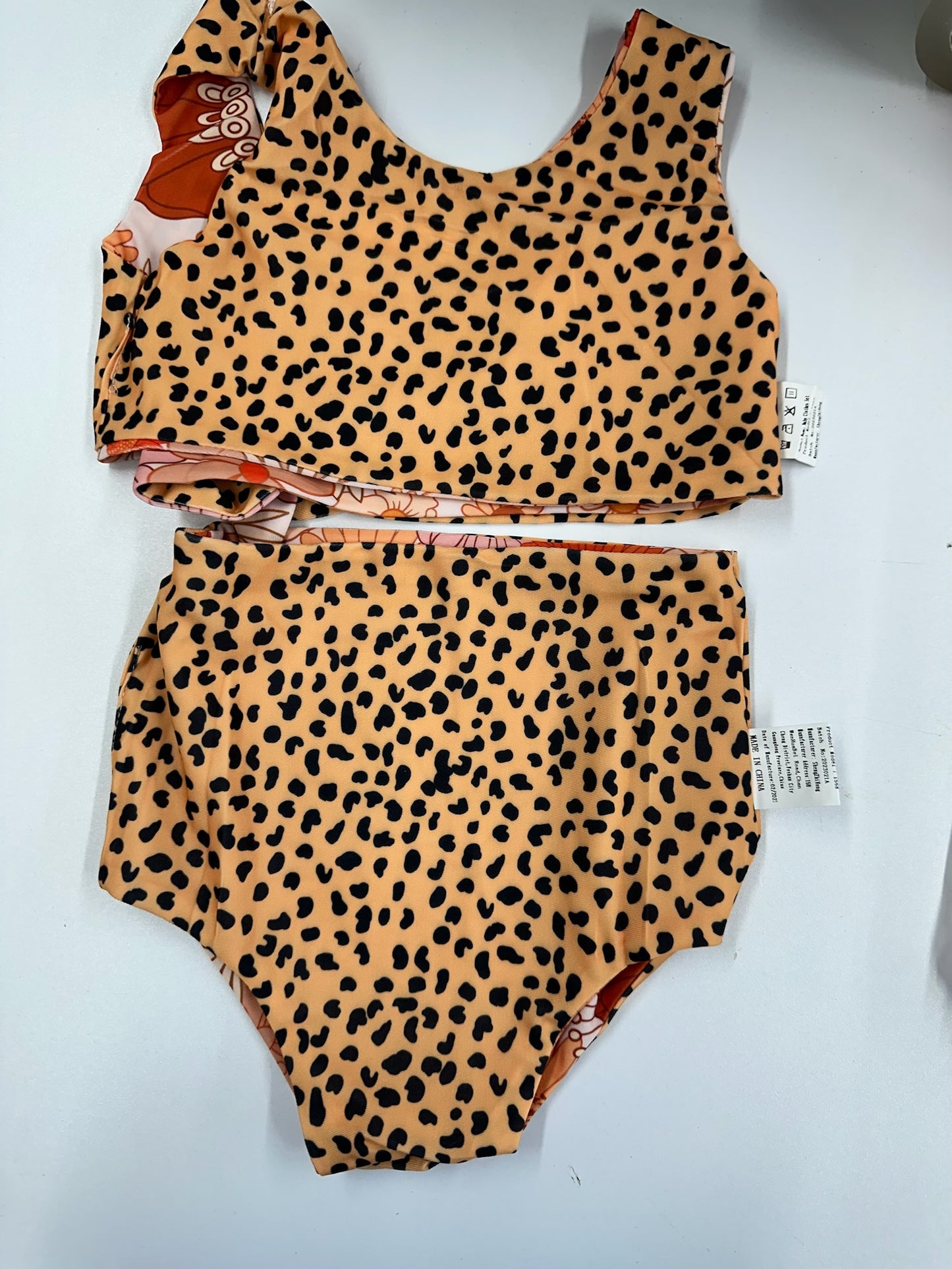 RTS Pink Floral Cheetah Swimsuit
