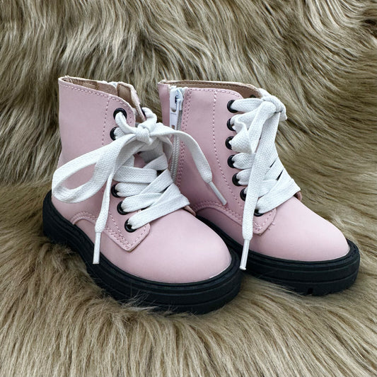 RTS Marshmallow Pink Leather Combats* (SZ 6)