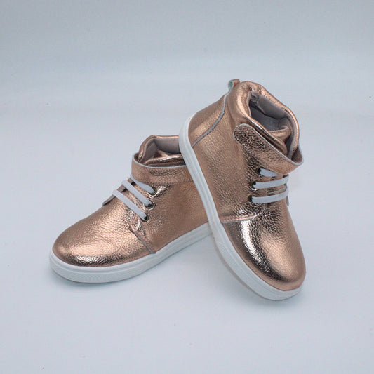 RTS Rose Gold Textured Leather Hightops