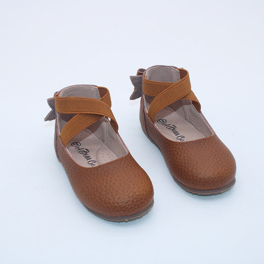 RTS Weathered Brown Bow Back Ballerinas