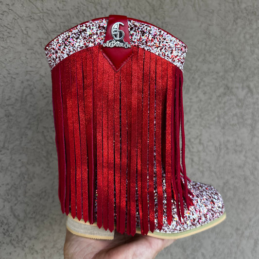 PRESELL Cherry Sprinkle Metallic SUEDE Fringe Cowgirls