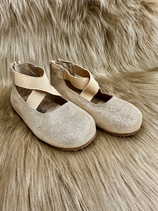 LAST CHANCE RTS Gold Shimmer Suede Ballerinas