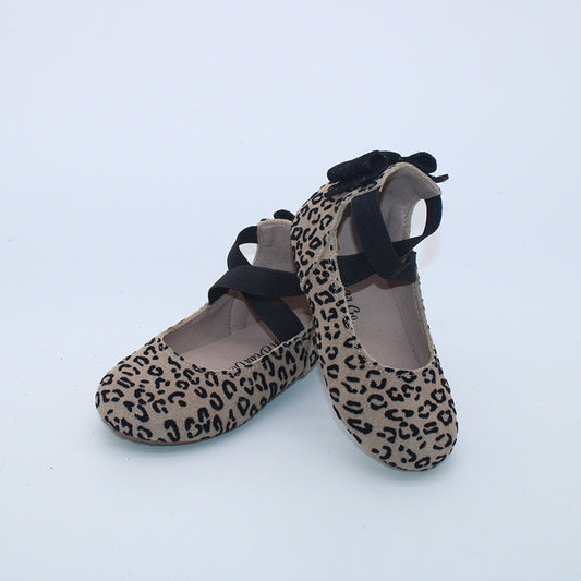 RTS Textured Cheetah Suede Bow Back Ballerinas
