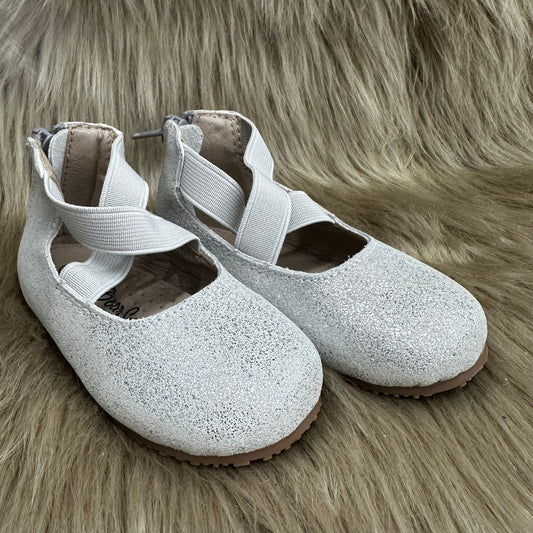 LAST CHANCE RTS Silver Shimmer Suede Ballerinas