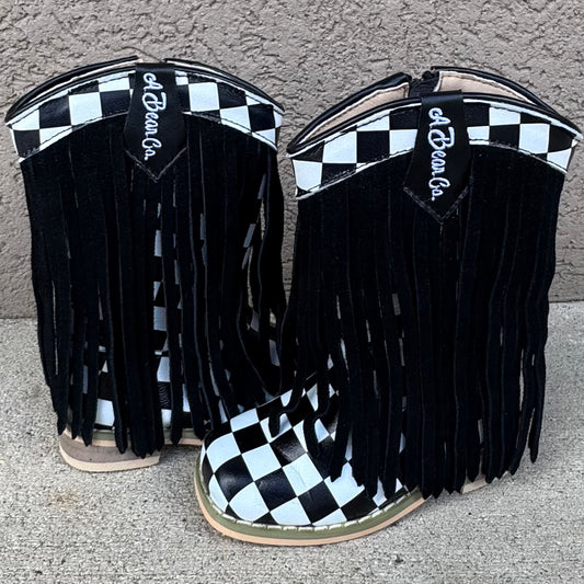 RTS Checkered SUEDE Fringe Cowgirl