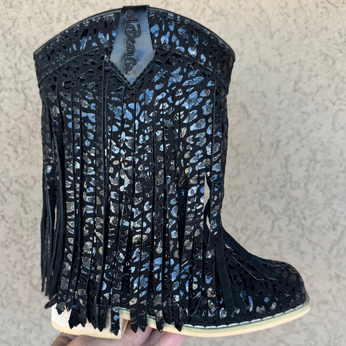 RTS Black FOIL Cheetah Fringe Cowgirls