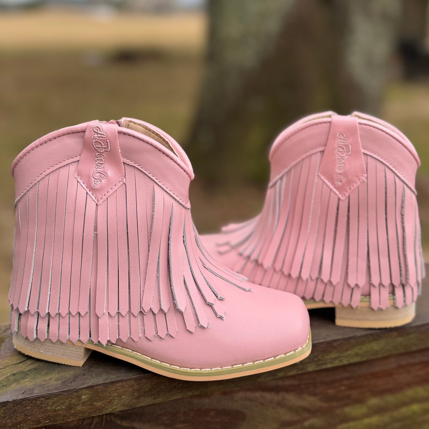 RTS Fairy Tale Pink Leather LOWCUT Fringe COWGIRL( plus ADULT SIZES)