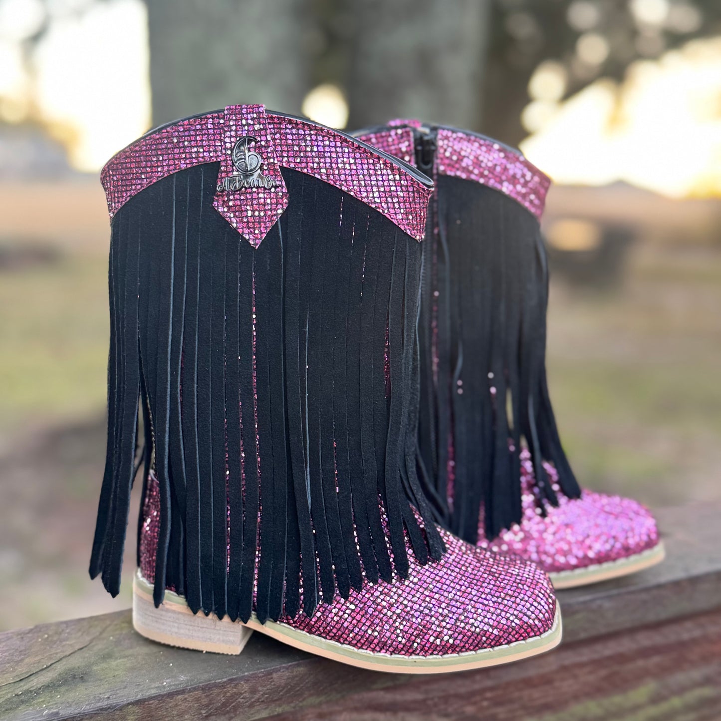 RTS Disco Pink/Black SUEDE FRINGE Cowgirls