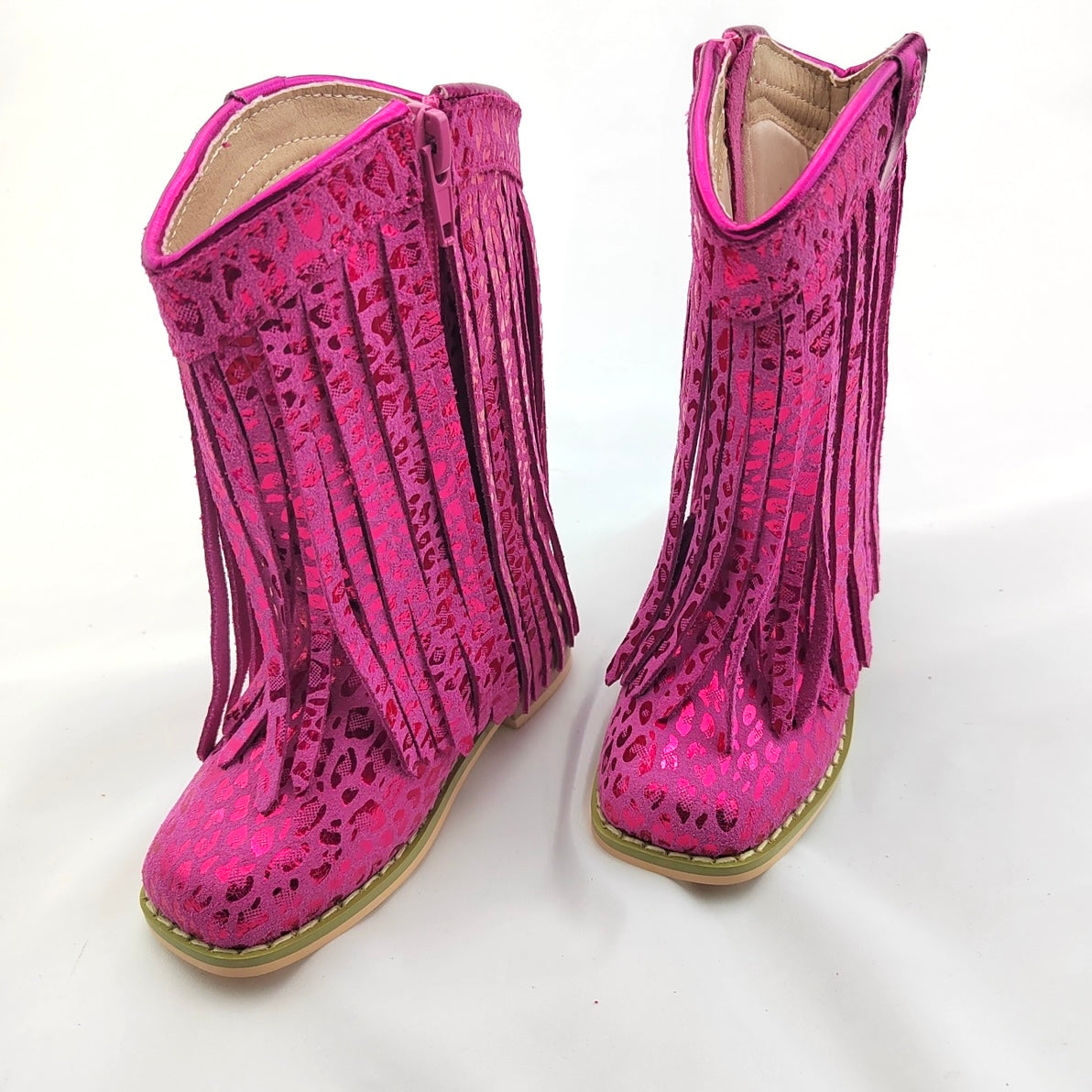 RTS Hot Pink Foil Cheetah Fringe Cowgirls
