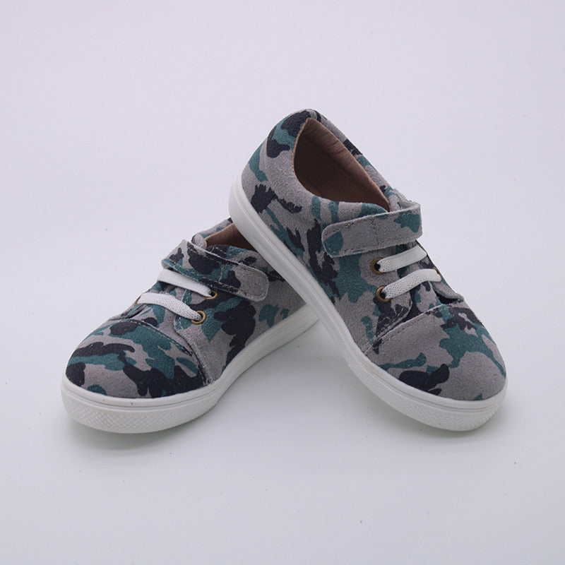 RTS Blue/Gray Camo Suede Velcro Sneakers