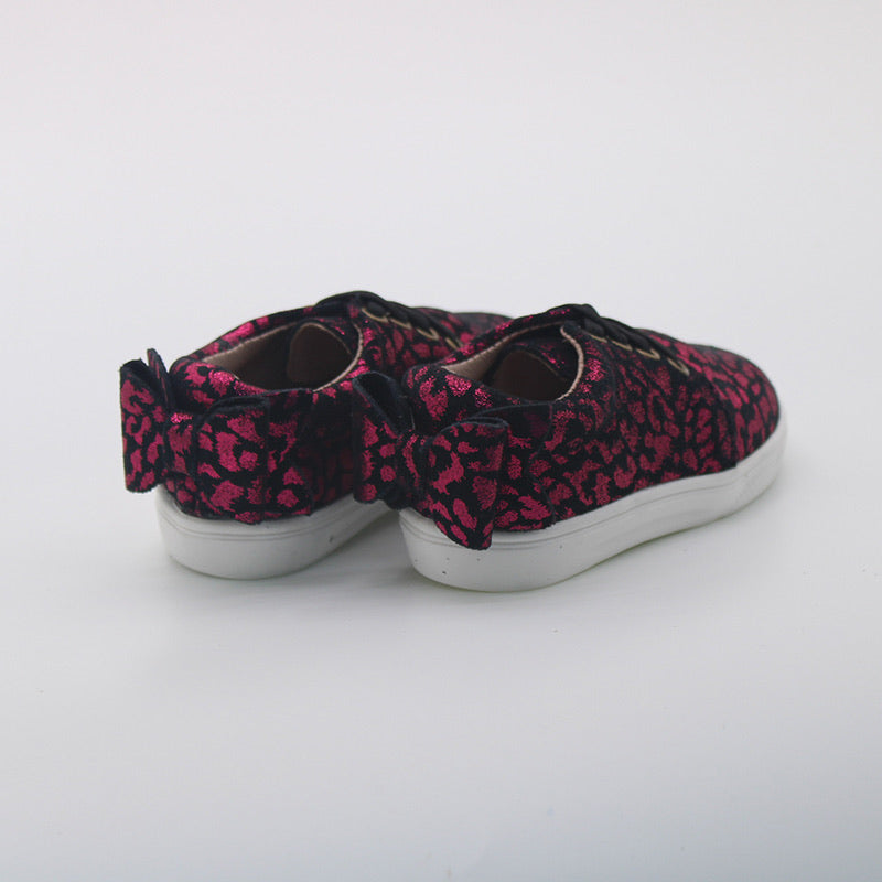 RTS Metallic Pink Cheetah Bow Back Sneakers