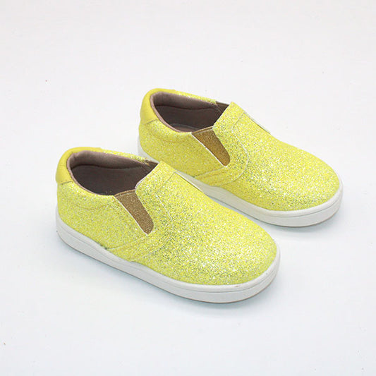 *IMPERFECT* Yellow Smooth Glitter Slides