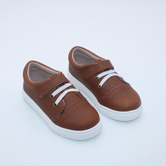 RTS Weathered Brown Leather Velcro Sneakers