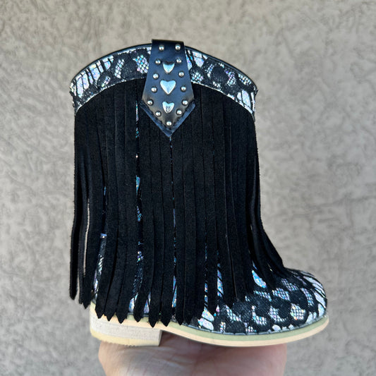 PRESELL Black White Lace SUEDE Fringe Cowgirls