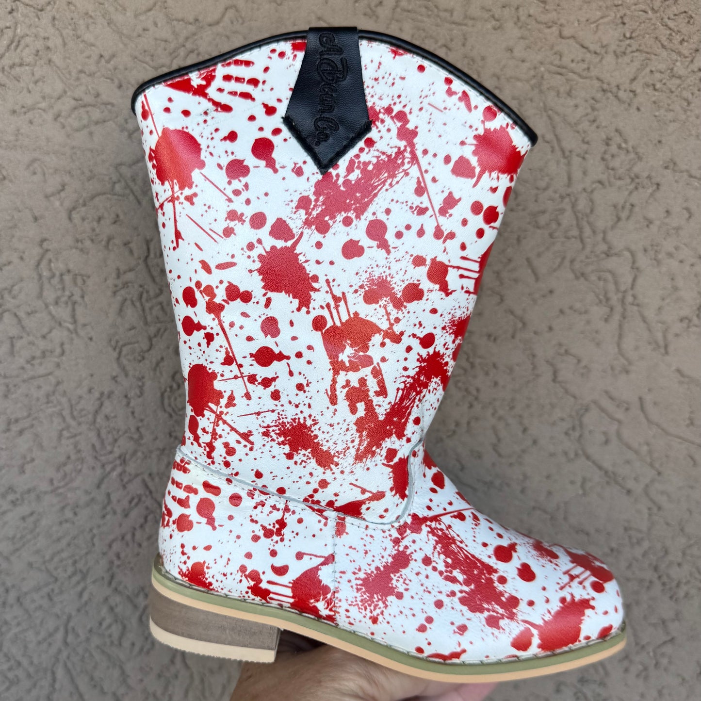 RTS Red Splatter Leather printed  NO FRINGE COWGIRL (SZ9)