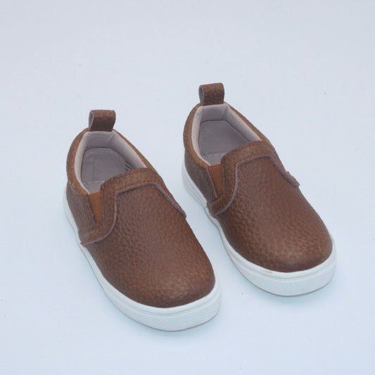 RTS Brown Textured Leather Slides
