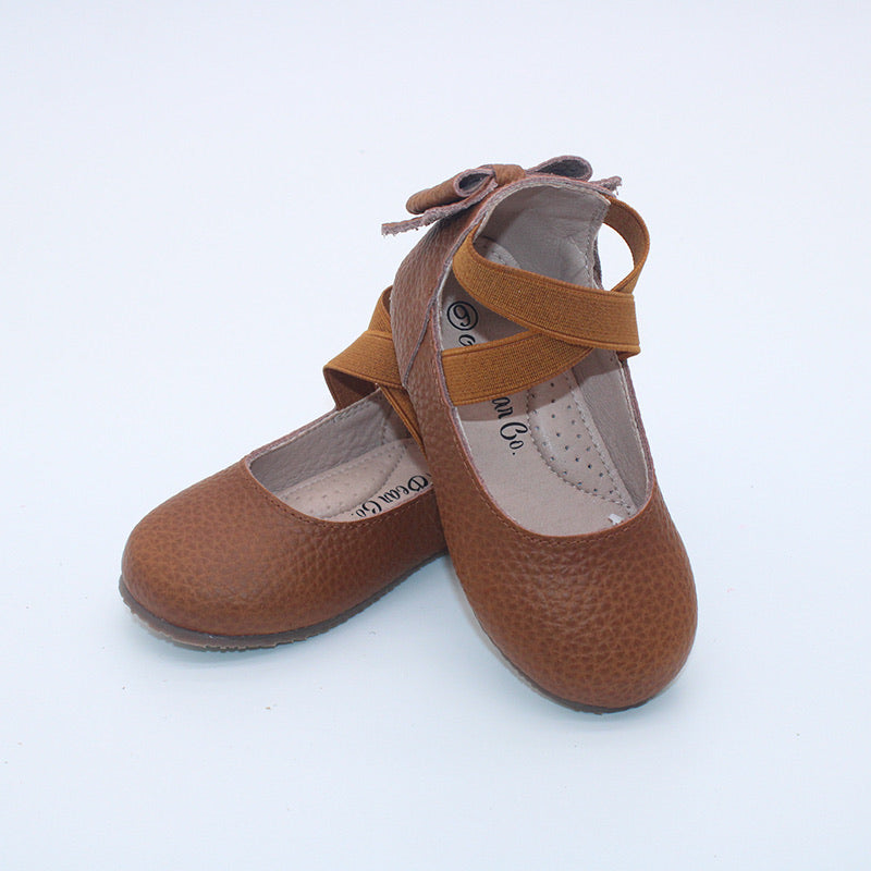 RTS Weathered Brown Bow Back Ballerinas