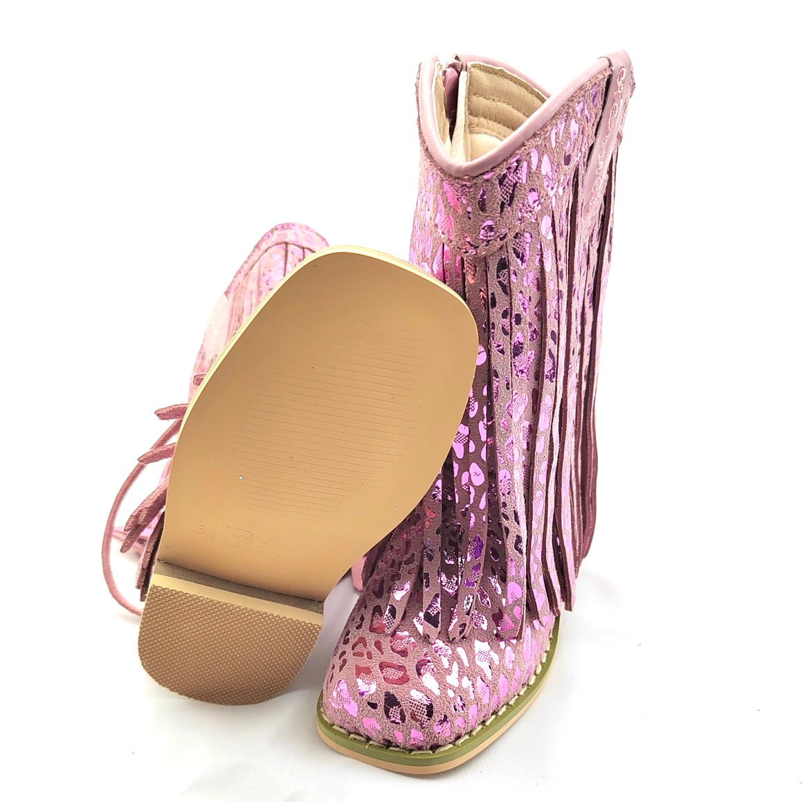 RTS Light Pink Foil Cheetah Fringe Cowgirls