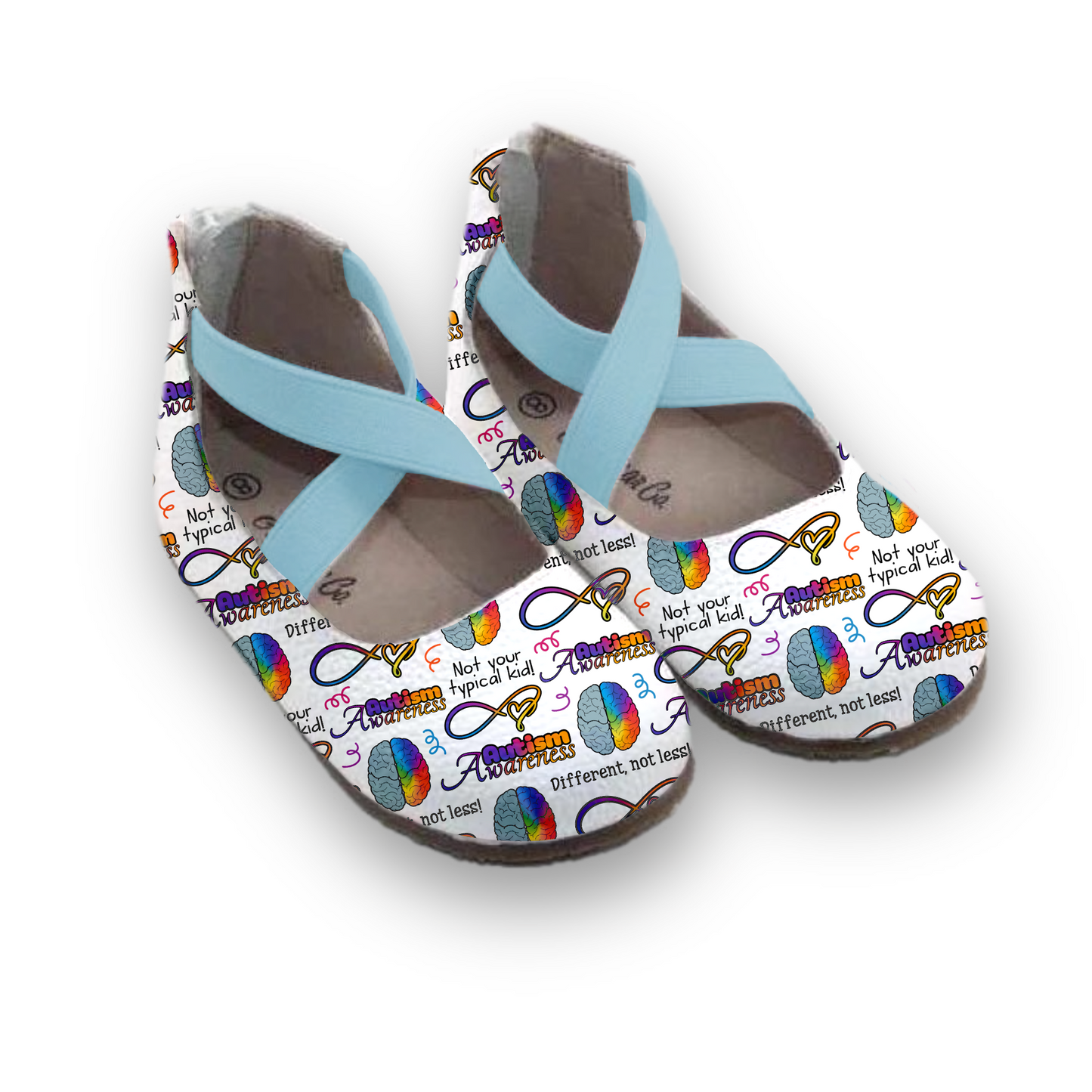 RTS Autism Awareness Ballerinas WHITE (SZ 0,1,2,3,4,5,8,13, BK2)