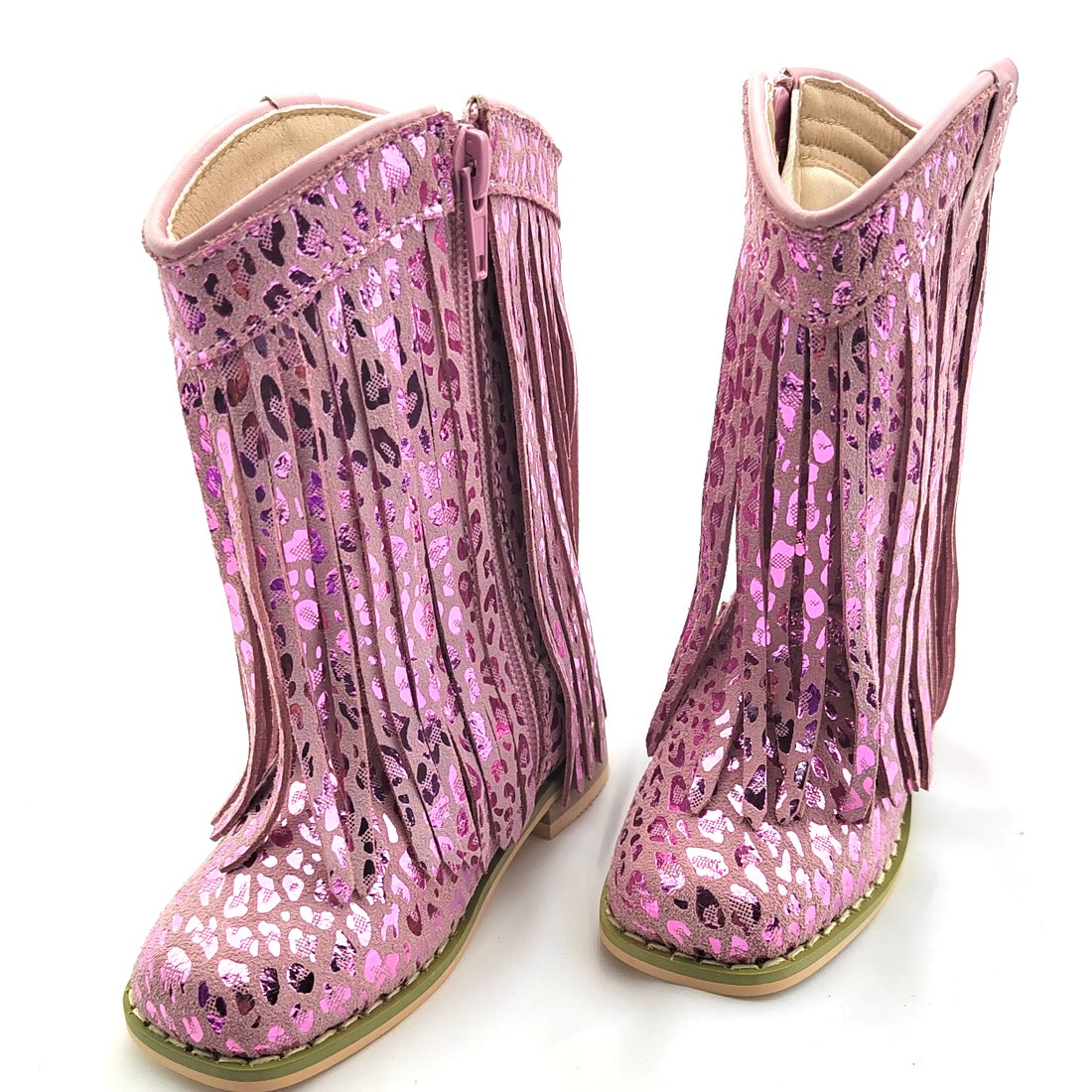 RTS Light Pink Foil Cheetah Fringe Cowgirls