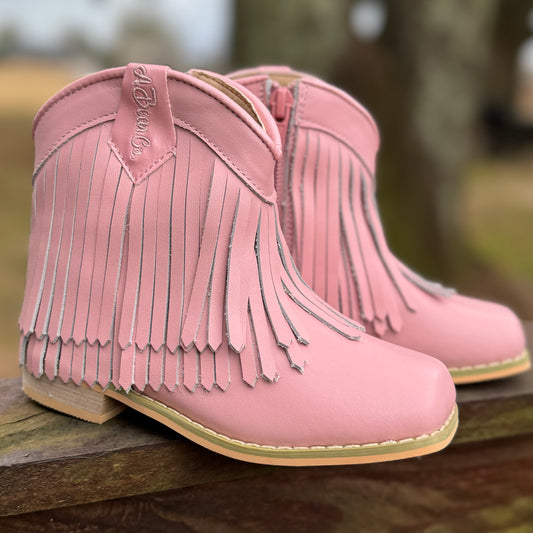 RTS Fairy Tale Pink Leather LOWCUT Fringe COWGIRL( plus ADULT SIZES)