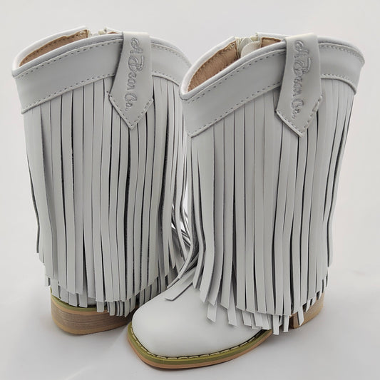 RTS White Leather Fringe Cowgirls